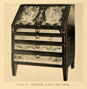 1920 Print Spanish Slant Top Desk Secretary Antique - ORIGINAL HISTORIC GF4