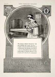 1920 Ad Schultz & Hirsch Gold Seal Bed Mattress Box Springs Pillows Maid Cap GF5