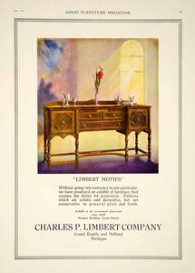 1921 Ad Vintage Charles P. Limbert Furniture Dining Room Sideboard Table GF5