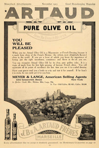 1913 Ad Meyer Lange Artaud Pure Olive Oil Food Product - ORIGINAL GH3