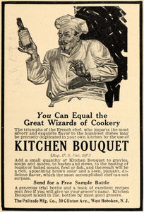 1913 Ad Palisade Mfg Co Kitchen Bouquet Condiment Chef - ORIGINAL GH3