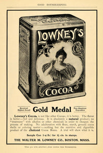 1904 Ad Walter Lowney Cocoa Breakfast Powder Beverage - ORIGINAL ADVERTISING GH3