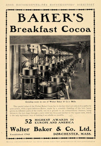 1909 Ad Walter Baker & Co. Breakfast Cocoa Beverage - ORIGINAL ADVERTISING GH3