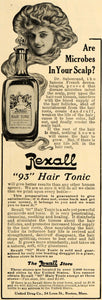 1909 Ad United Drug Co. Rexall 93 Hair Tonic Scalp Care - ORIGINAL GH3