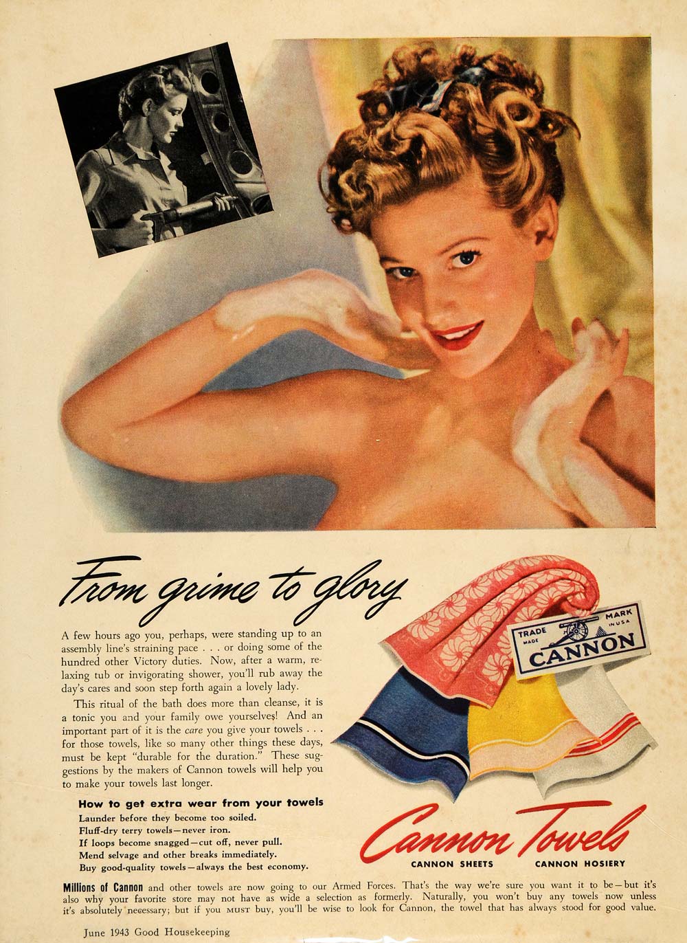1947 Cannon Towels Vintage Ad, 1940's Housewares, Advertising Art, Retro Bath  Towels, 1940's Bath Decor, Great for Framing or Collage. 