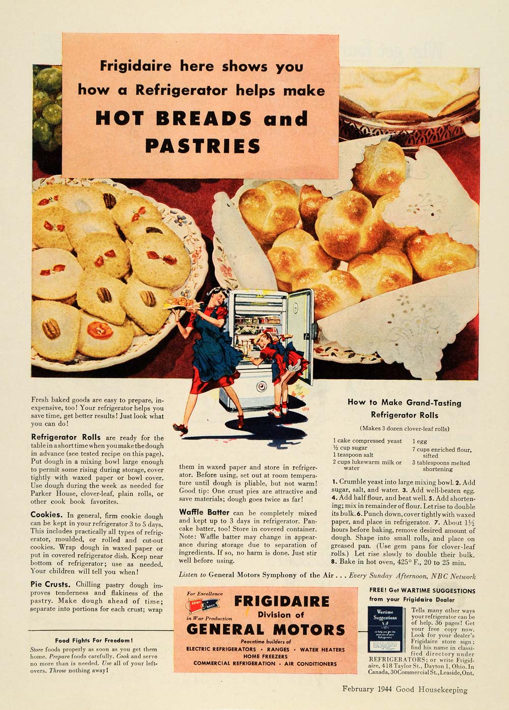 1944 Ad General Motors Frigidaire Refrigerator Pastries - ORIGINAL GH4