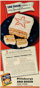 1944 Ad Pillsbury Flour Mills Sno Sheen Cherry-Nut Cake - ORIGINAL GH4