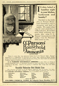 1911 Ad Columbia Chemical Household Ammonia Bottle Cleaning Products GH4