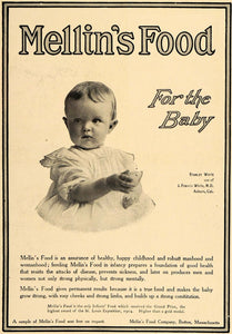 1905 Ad Mellins Baby Food Stanley White Francis Healthy - ORIGINAL GM1