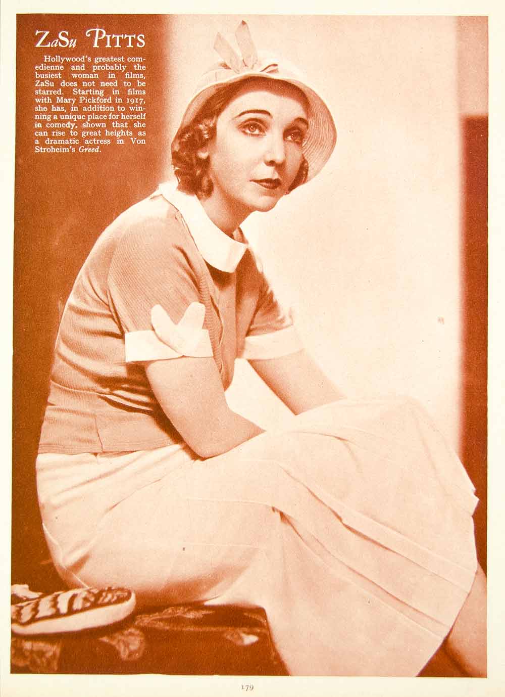 1933 Rotogravure ZaSu Pitts Actress Silent Film Star Comedienne Portrait GTS1