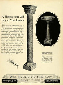 1928 Ad William H Jackson Co Orsera Stone Fountain Columns Decoration Design HB2