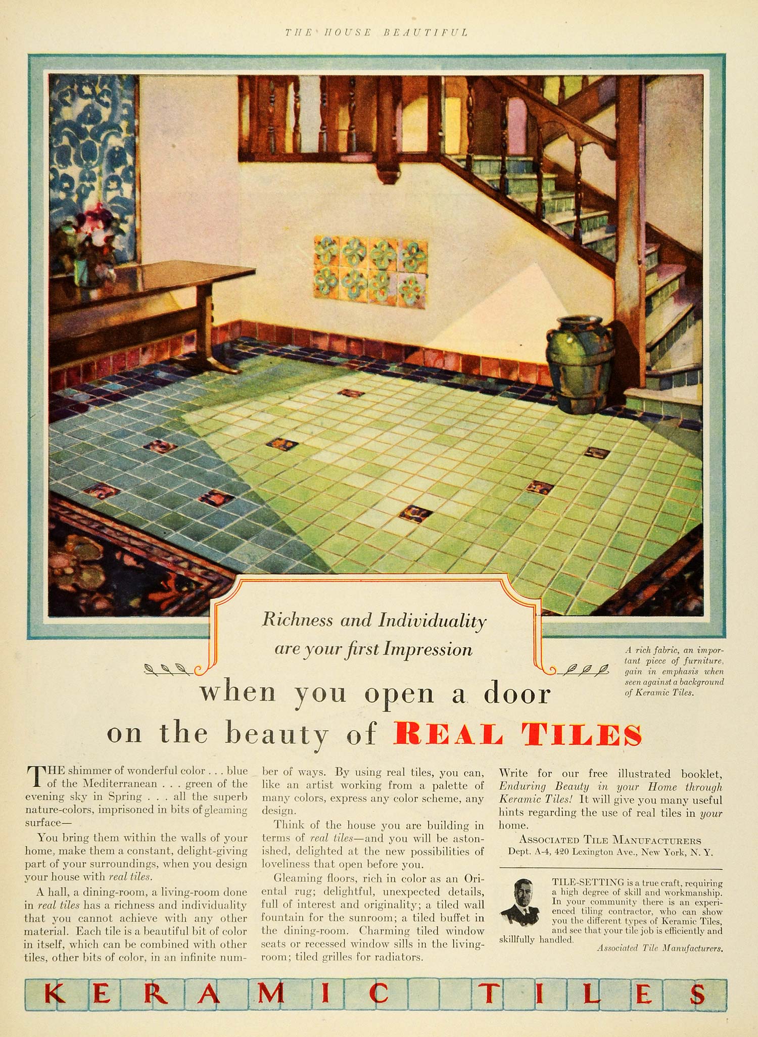 1929 Ad Keramic Tiles Associated New York Sunroom Home Improvement Decor HB2