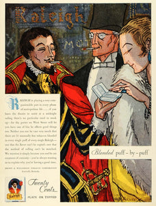 1929 Ad Sir Walter Raleigh Cigarettes Tobacco Case Louisville Smoking Sword HB2