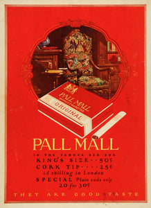 1926 Ad Pall Mall Cigarettes Furniture Chair Upholstery London England HB3