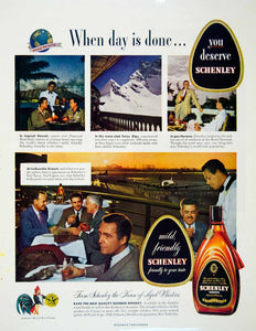 1948 Ad Schenley Whiskey Hawaii Swiss Alps Havana La Guardia Men Travel HDL2