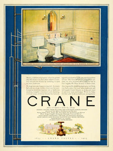 1925 Ad Crane Valves Toilet Bathroom Fixtures Chicago - ORIGINAL ADVERTISING HG1