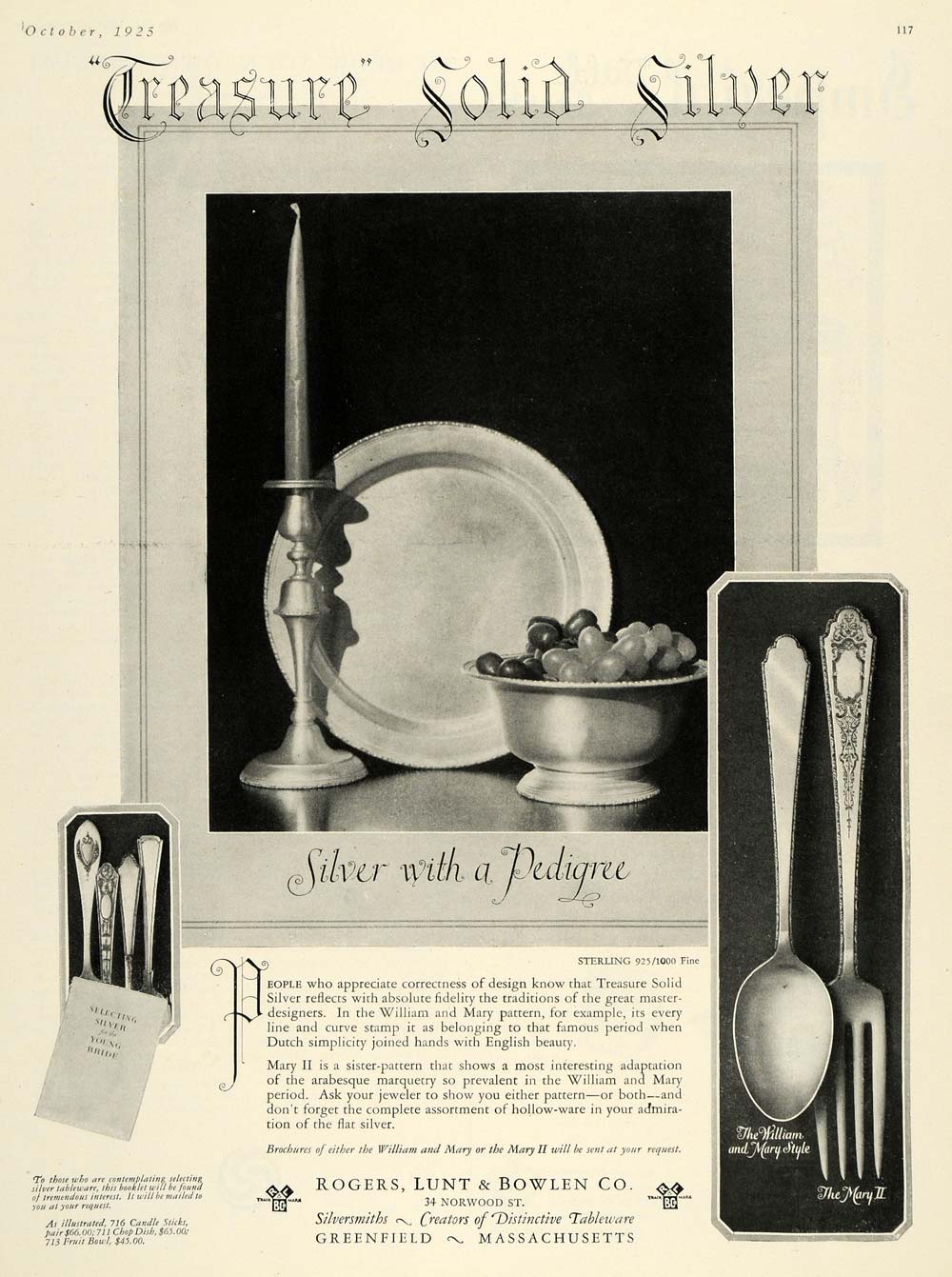 1925 Ad Rogers Lunt Bowlen Silverware Kitchen Utensils - ORIGINAL HG1