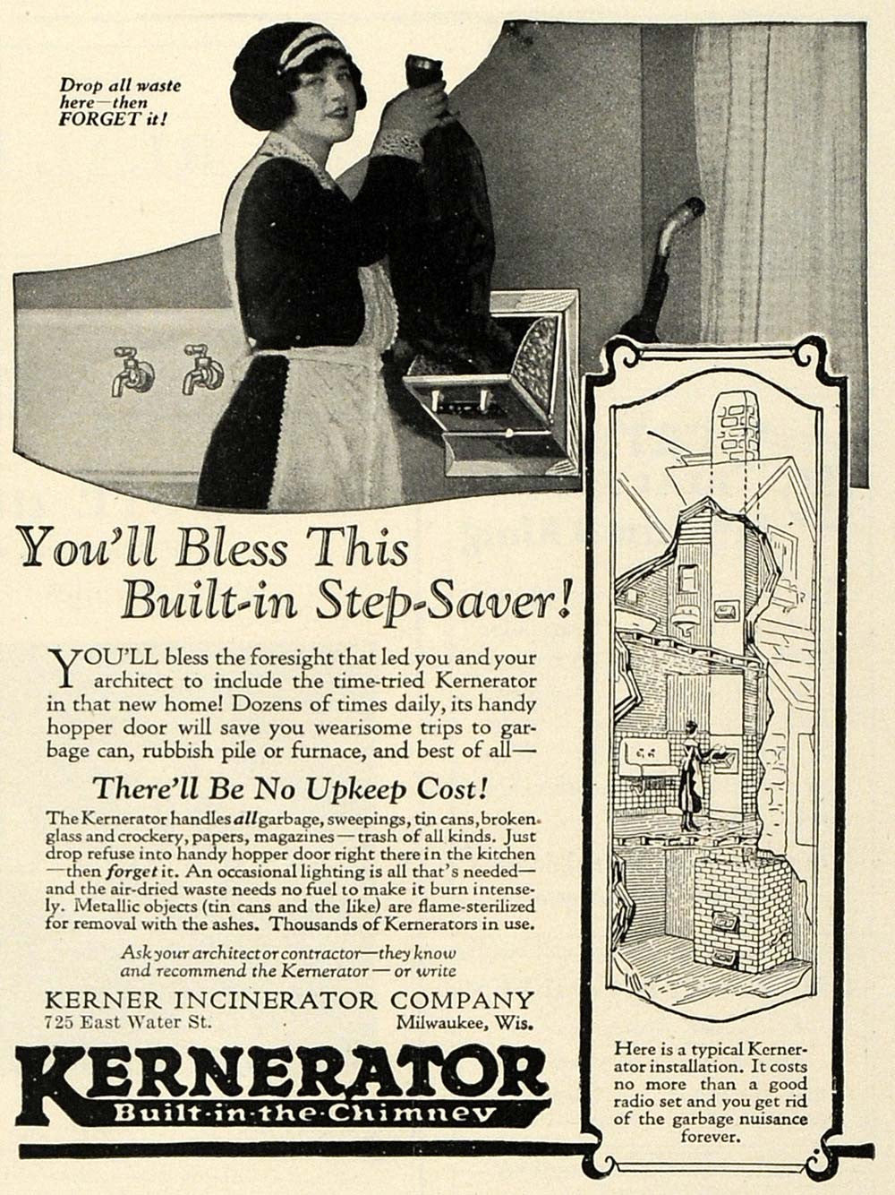 1925 Ad Kernerator Kerner Incinerator Chimney Furnace - ORIGINAL ADVERTISING HG1