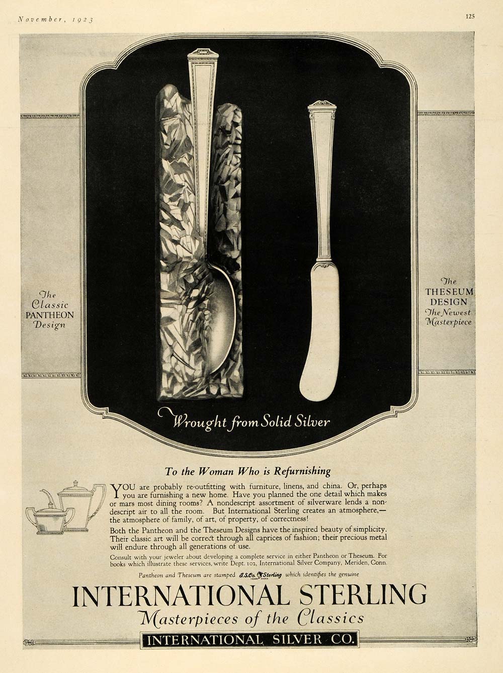 1923 Ad International Sterling Silver Flatware Pantheon - ORIGINAL HG1