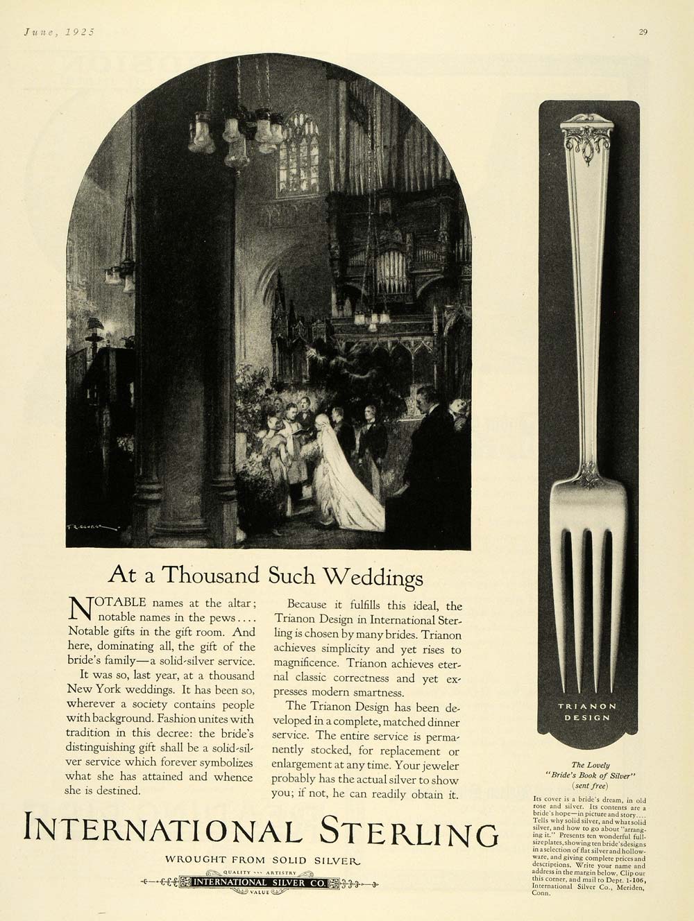 1925 Ad International Sterling Silver Wedding Trianon - ORIGINAL ADVERTISING HG1