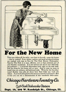 1923 Ad Chicago Hardware Foundry Sani-Sink Dishwasher Kitchen Equipment HG1