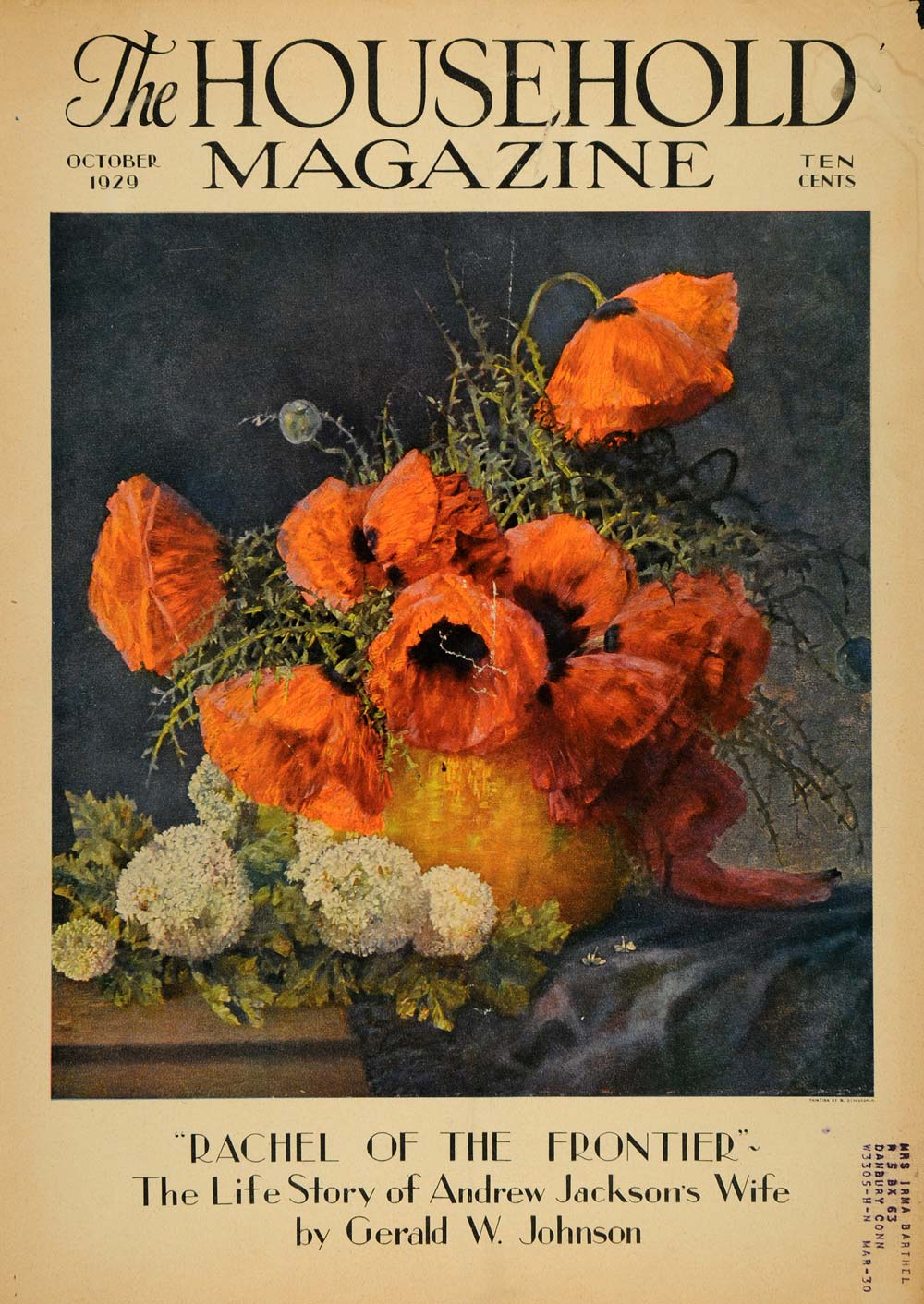 1929 Cover Household Magazine Floral Table Centerpiece - ORIGINAL HOH1