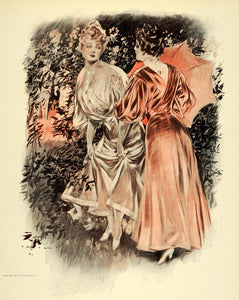 1908 Henry Hutt Victorian Lady Women Umbrella Print - ORIGINAL HUTT1