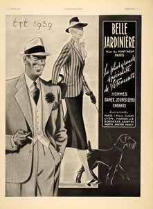 1939 French Ad Fashion Belle Jardiniere Schnauser Dog - ORIGINAL ILL1