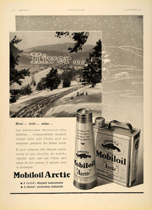 1934 French Ad Gargoyle Mobiloil Arctic Mobil Oil Can - ORIGINAL ILL1