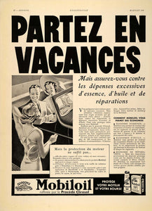 1939 French Ad Gargoyle Mobiloil Vacuum Mobile Oil - ORIGINAL ADVERTISING ILL1