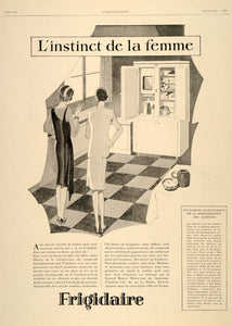 1929 Ad French Frigidaire Kitchen Housewife Femme Deco - ORIGINAL ILL3