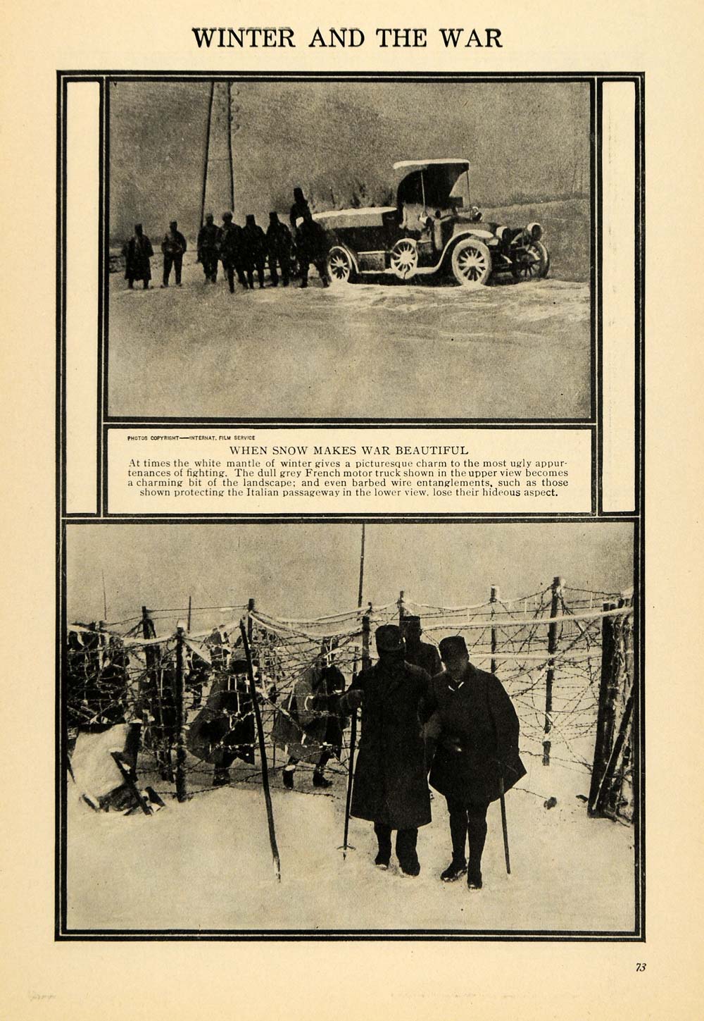 1916 Print Snow War French Motor Truck Wartime Winter - ORIGINAL HISTORIC ILW2