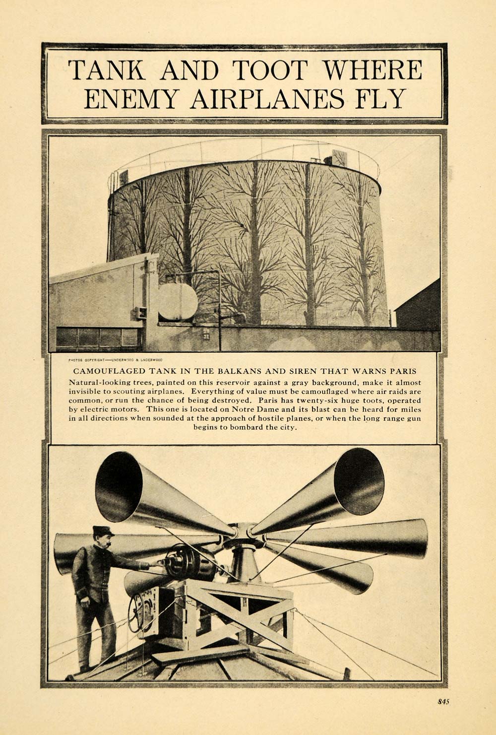 1918 Print Tank Balkans Sire Paris France Notre Dame - ORIGINAL HISTORIC ILW2