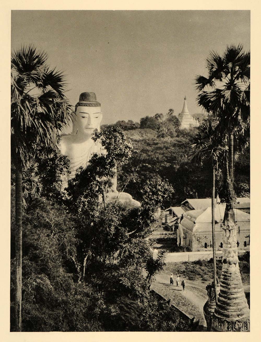 1929 Photogravure Buddha Statue Shrine Shwesandaw Pagoda Pyay Burma Myanmar