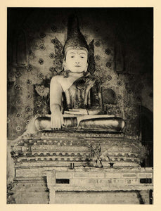 1929 Photogravure Sitting Buddha Statue Buddhist Temple Inwa Ava Burma Myanmar