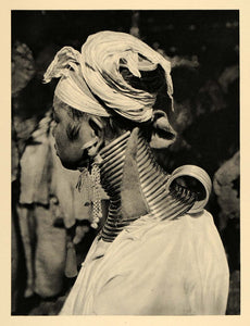 1929 Photogravure Kayan Lahwi Woman Portrait Long Neck Brass Coils Padaung Burma