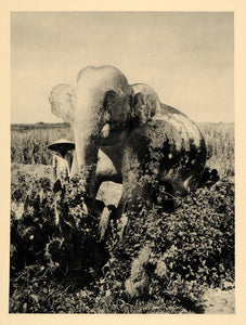 1929 Photogravure Stone Elephant Sculpture Cha Ban Vietnam Archaeology Statue