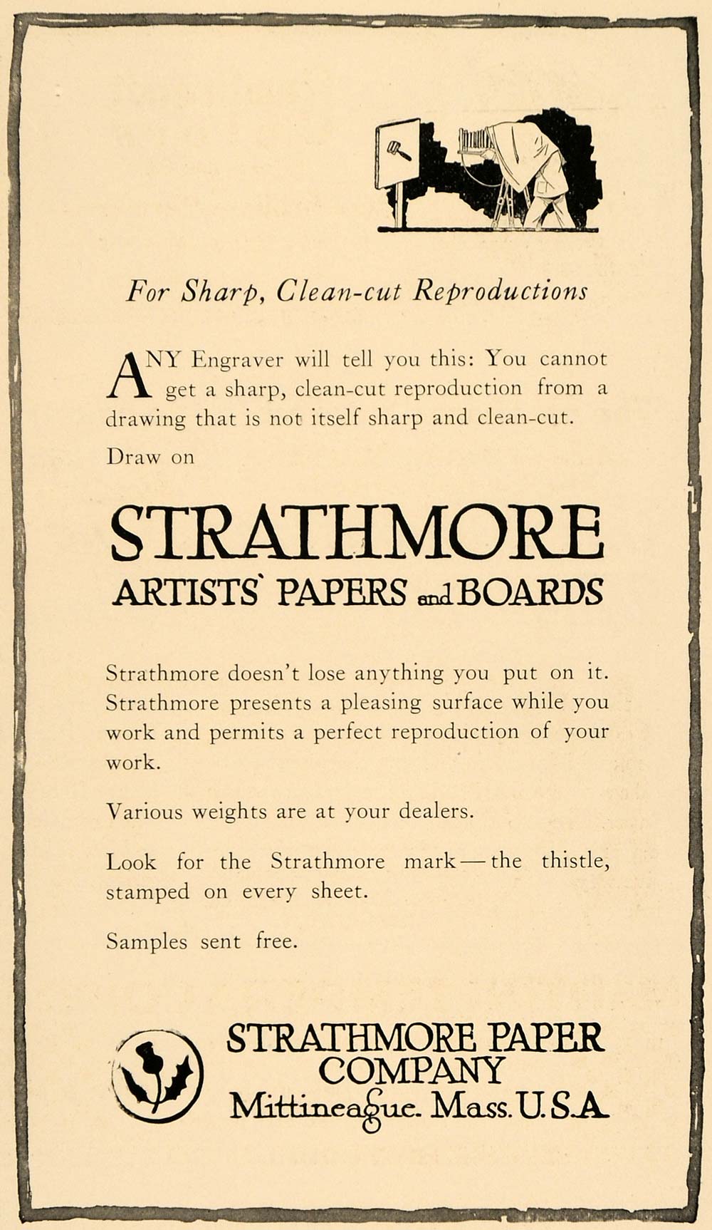 1920 Ad Strathmore Artist Paper Boards Engraver Photos - ORIGINAL INS2 –  Period Paper Historic Art LLC