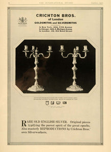 1920 Ad Gold Silversmith Candelabra English Crichton - ORIGINAL ADVERTISING INS2