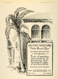 1925 Ad Gorham Bronze Bar Windows Florida Tropical Homes Decor Improvement INS3