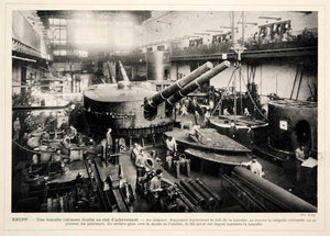 1914 Print Krupp Factory Kiel Germany Armored Tank Turret Gun Armaments Historic