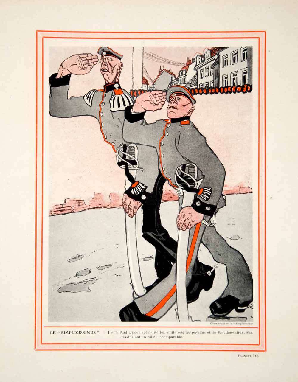 1914 Color Print Simplicissimus Satire Political Cartoon Caricature Bruno Paul