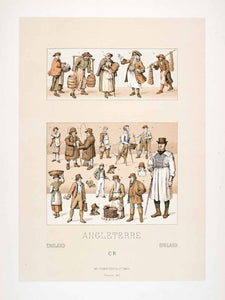 1888 Chromolithograph 18th Century England Costume Merchant Historic LCH5