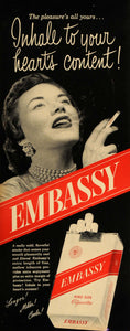 1949 Ad Embassy Cigarettes Tobacco Smoking Fashion Star - ORIGINAL LF3