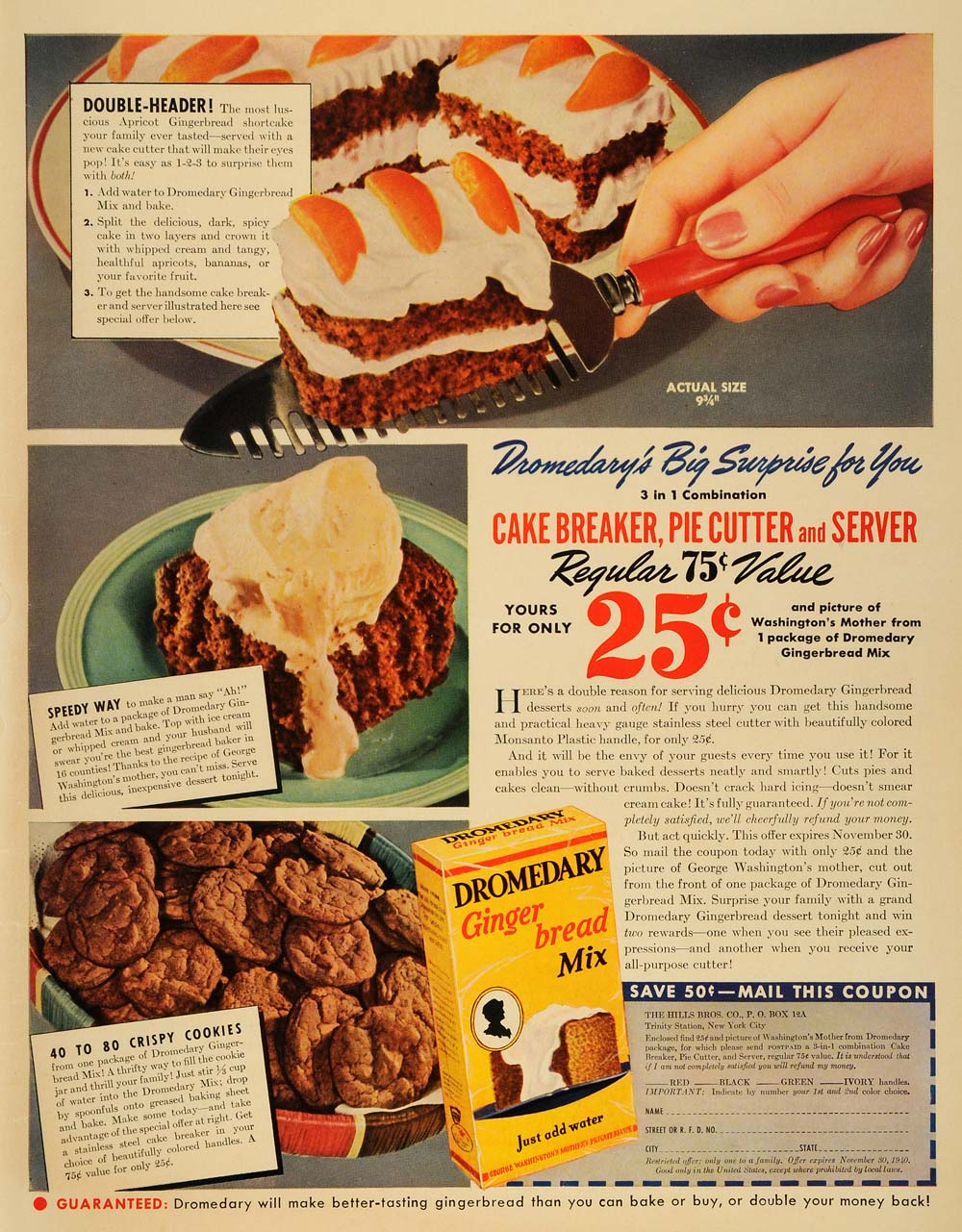 1940 Ad Dromedary Gingerbread Mix Cake Breaker Server - ORIGINAL ADVERTISING LF3