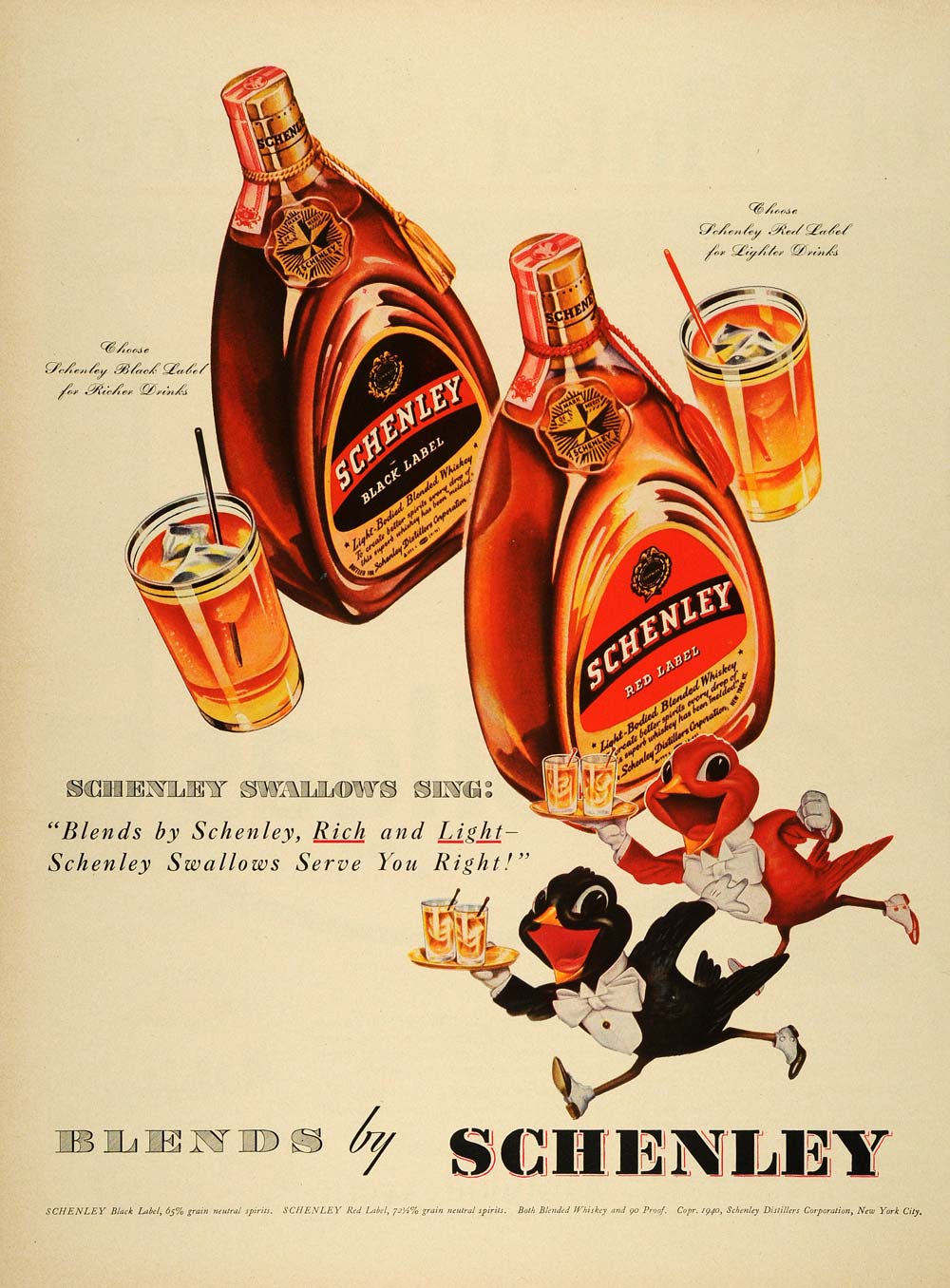 1940 Ad Black Red Label Schenley Distillers Whiskey - ORIGINAL ADVERTISING LF3