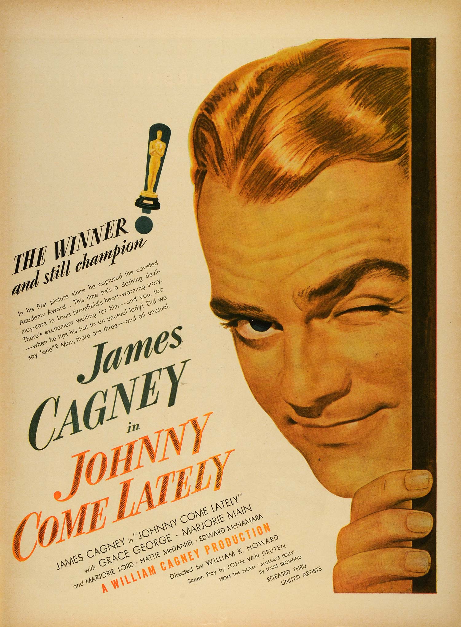 1943 Ad Film Johnny Come Lately Movie James Cagney William Cagney Production LF4