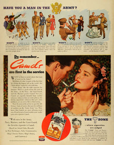 1943 Ad Camel Cigarettes R. J. Reynolds Tobacco WWII Army Salute Woman LF4