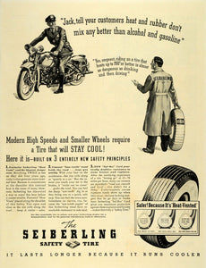 1940 Ad Seiberling Safety Tires Saf-Flex Cord Motorcycle Officer Pneumatics LF4