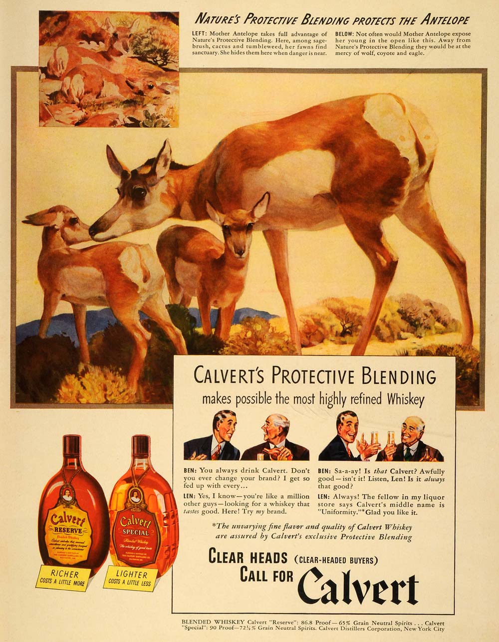 1941 Ad Calvert Special Reserve Whiskey Ben Len Liquor Alcohol Baby Antelope LF5